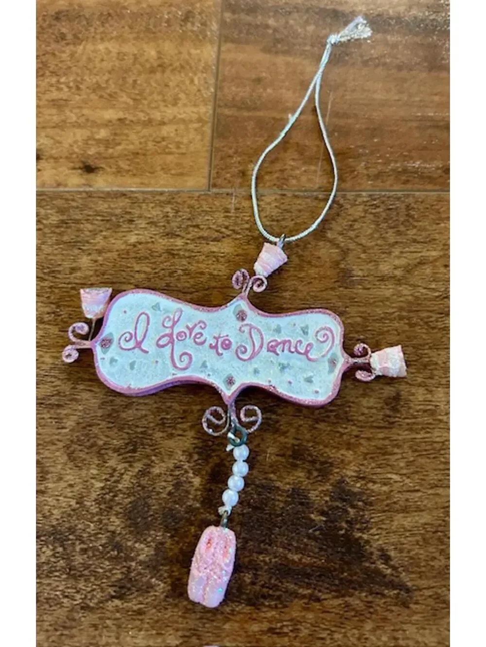 Decorative Ballet Shoe and 'I Love to Dance' Ornament Set